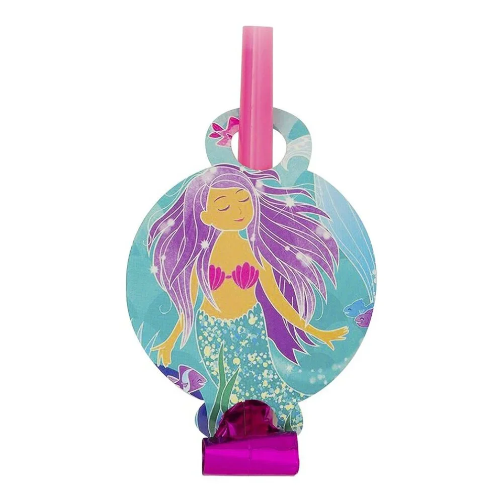 Mermaid Theme Party Pack--Plates, cups, party favors & Bags, fork, Spoon for 10